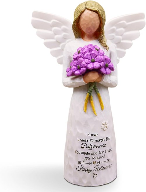 AUKEST Retirement Gift for Women - Elegant 5.1” Purple Angel Figurine for Going Away Celebrations