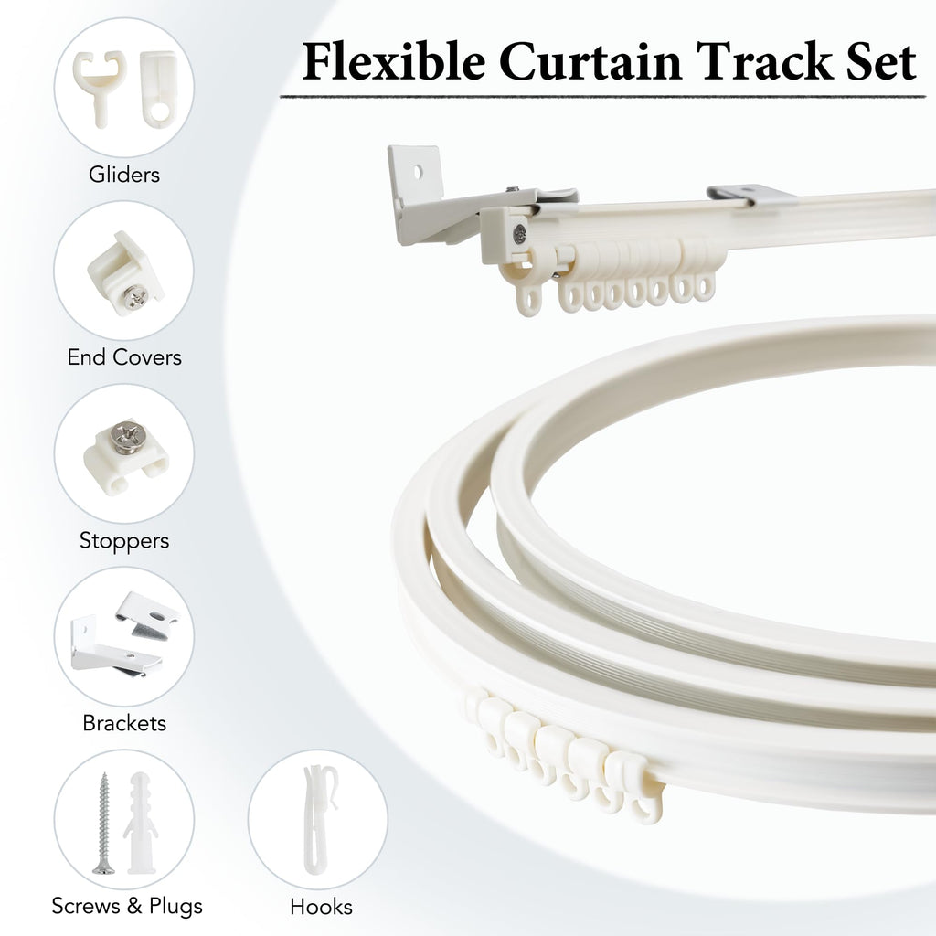 RYB HOME Room Divider Curtains with Flexible Silent Track Wall/Ceiling Mount, Sliding Door Drapes Blackout, Floor to Ceiling Curtains with Hooks for Bedroom/Living Room, Black, W100 x L96, 1 Panel