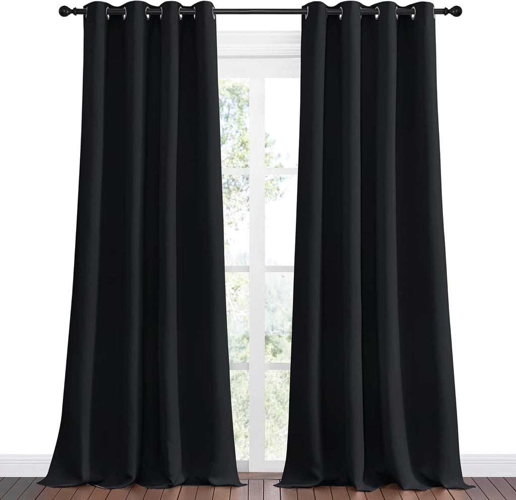 NICETOWN Blackout Curtains - Thermal Insulated Drapes for Halloween | 2 Panels, 55" x 108", Black