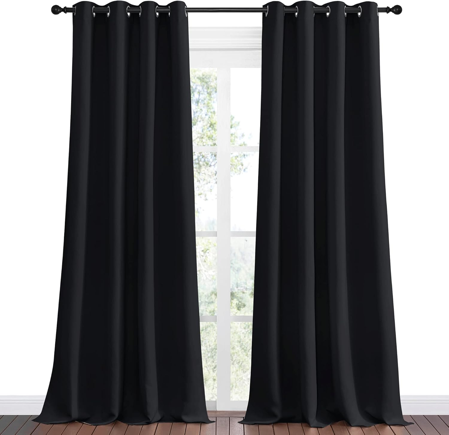 NICETOWN Blackout Curtains - Thermal Insulated Drapes for Halloween | 2 Panels, 55" x 108", Black