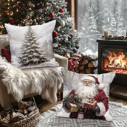 Lanpn 16x16 Christmas Throw Pillow Covers Set of 4 Holiday Decorative Pillowcases