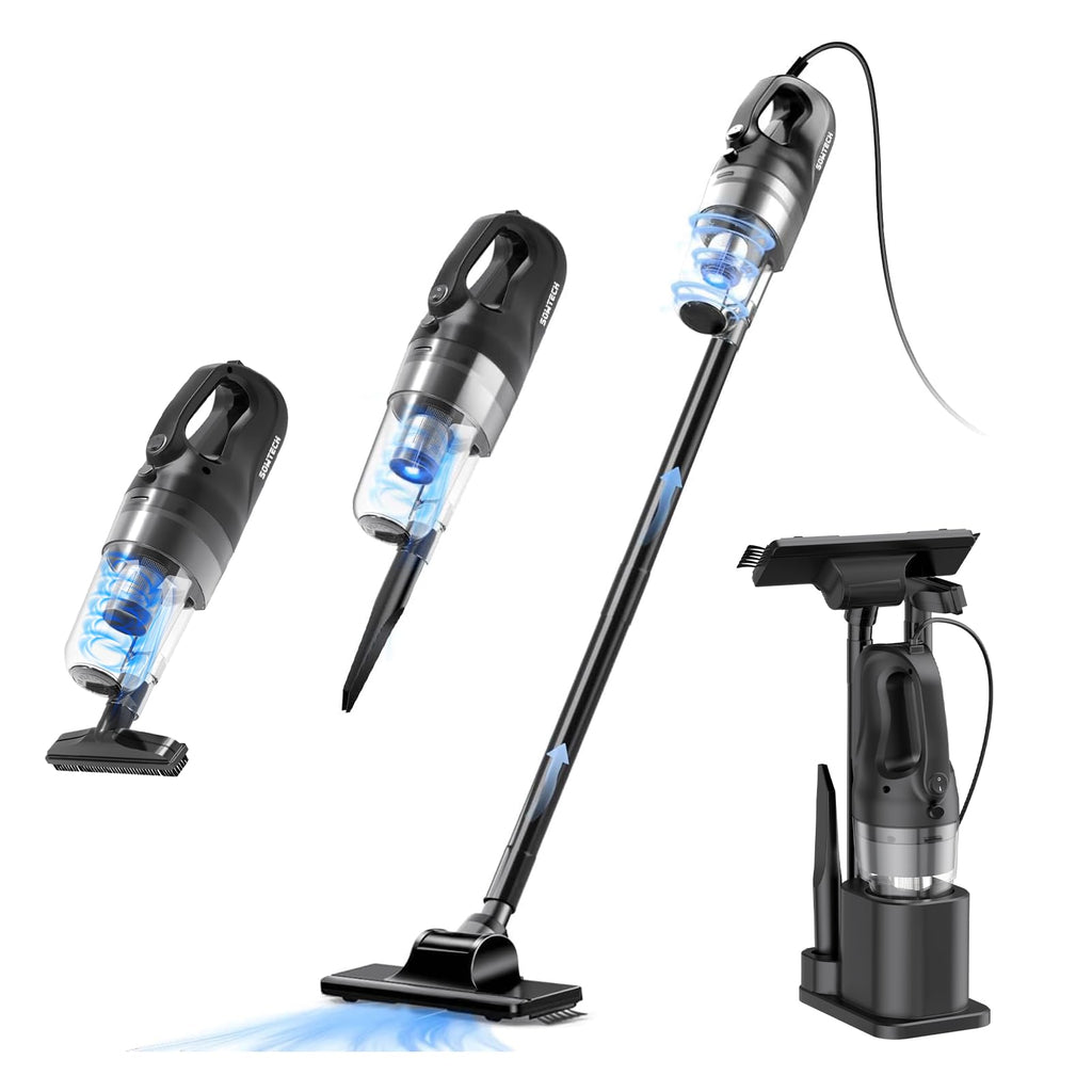 SOWTECH Corded Vacuum Cleaner for Home, Hard Floor Stick Vacuum with 23Ft Long Cord, Powerful Suction Lightweight Vacuum for Hardwood Floors