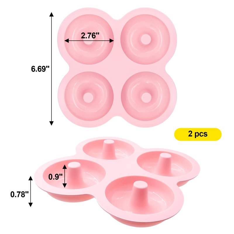 YINARONG 2 Pcs Air Fryer Donut Mold,Donut Pan,Reusable Donut Molds, Silicone doughnut mold, Cavity Non-Stick Bagel Pan,Air Fryer Accessories, Donut Pan for Baking