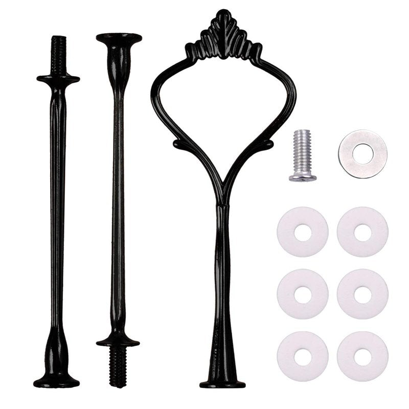 Loticy 3-Tier 14.6'' Cupcake Stand Hardware Fittings, Metal Mold Crown Holder DIY Making for Fruit Plate Cake Stand Snack Tray Replacement Parts for Tea Party Wedding Decoration (6 Sets - Black)