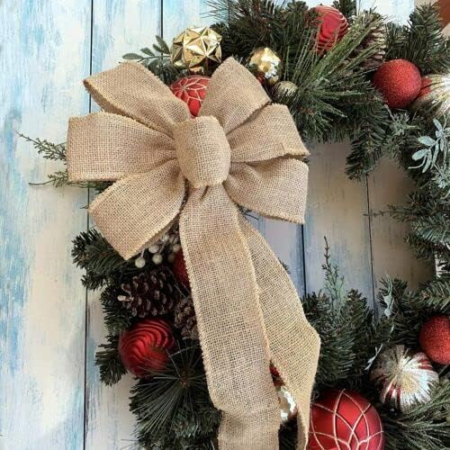 Rocky Mountain Burlap Bow - Hand Tied Wired Design (Pack of 3) | Perfect for Wreaths, Weddings, Crafts & More - 12” x 18”