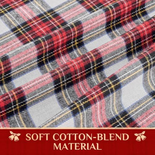 Softalker Christmas Plaid Tablecloth Rectangle 60 x 102 inches, Red & White Festive Decor