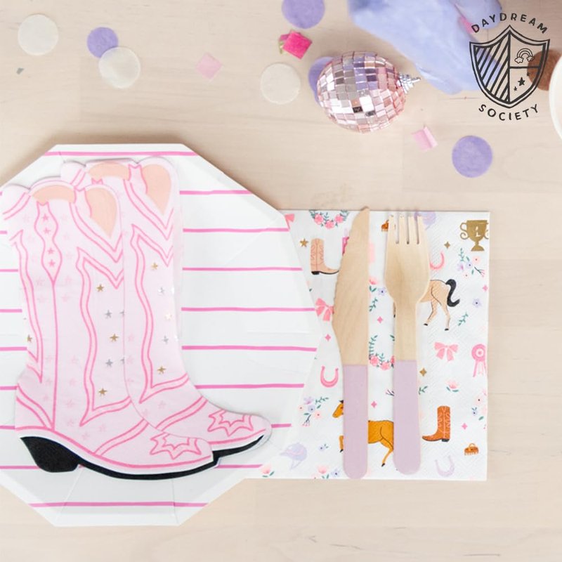 Daydream Society Pony Tale ""Boot"" Napkins - Boot Shape Napkins - Cowgirl Napkins - Pack of 16 - Disposable Napkins - Cowgirl Theme Napkins - Cowgirl Theme Birthday - Birthday Parties, Large
