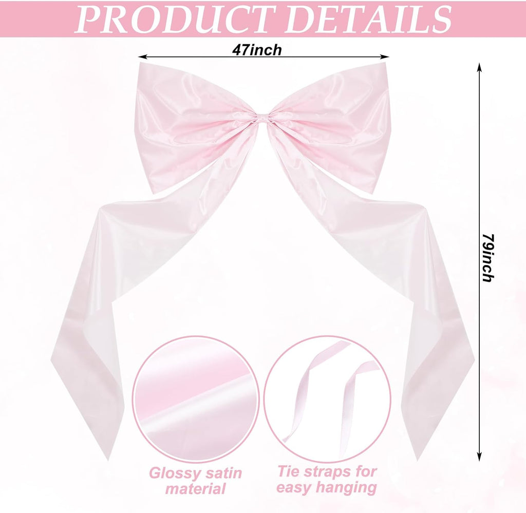 Wavwavw Giant Pink Satin Bow Decoration - 6.33 Ft Extra Large Oversized Gift Wrap for Weddings & Events | Perfect for Fireplaces, Mirrors, Trees, and Arches