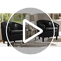 Set of 2 Faux Leather Barrel Accent Chairs with Solid Wood Legs