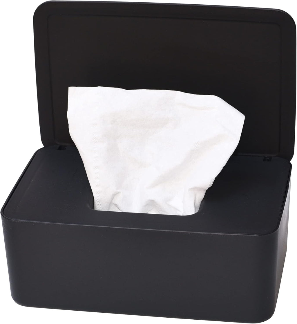 Skiennix Diaper Wipes Dispenser - Stylish Tissue Storage Box with Lid for Home & Car (Black)