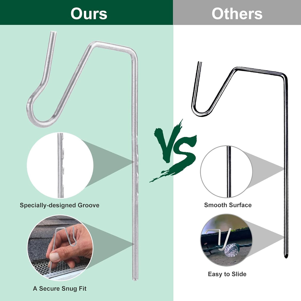 Skiennix 100-Count Metal Gutter Hooks - Durable Outdoor Christmas Light Hangers for Eaves & Fences
