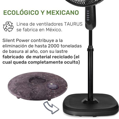 Taurus Silent Power 18” Stand Fan with ECOJET Grille – Ultra Quiet Pedestal Fan with Oscillation, 3 Speeds & Adjustable Height – More Airflow, Less Noise – Modern Powerful Floor Fan for Home or Office