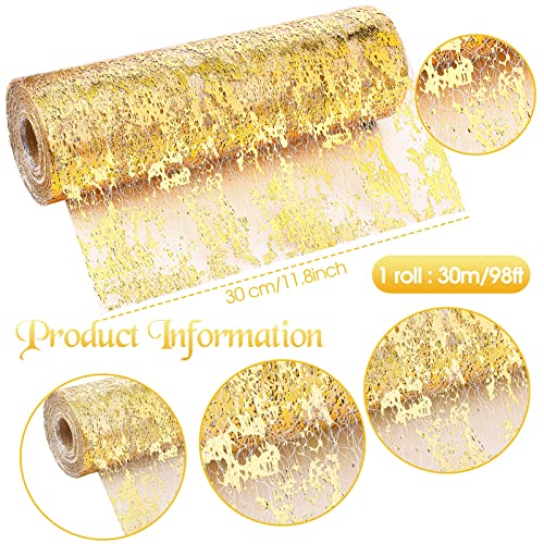 Tegeme Metallic Gold Table Runner 11 Inch x 99 Feet Glitter Foil Decor for Celebrations