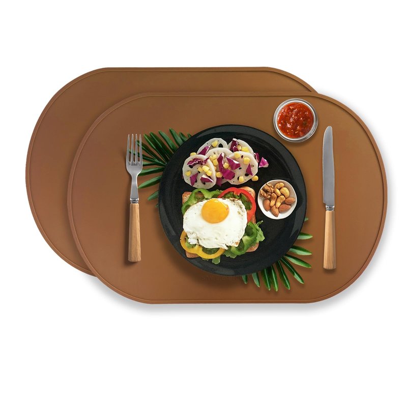 Silicone Placemats, Food Grade Non Slip Waterproof, Dining, Stain Resistant, Countertop Protector Kitchen Counter Mat with High Edge, Heat Resistant, Baking Mat Dishwasher Safe (15.6"x10.4"-2Pack)