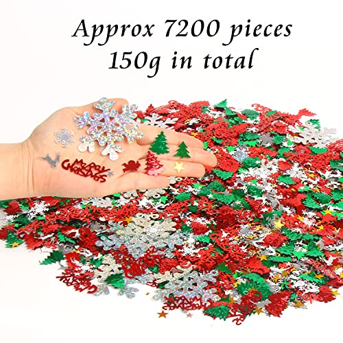 FOIMAS 7200pc Christmas Confetti - Snowflake Santa Foil Sequins Table Scatter (Christmas Edition)