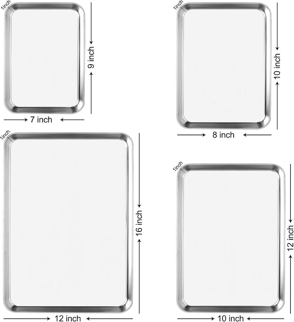 Skiennix Stainless Steel Baking Sheets - Non-Stick & Easy Clean | 4-Piece Toaster Oven Set