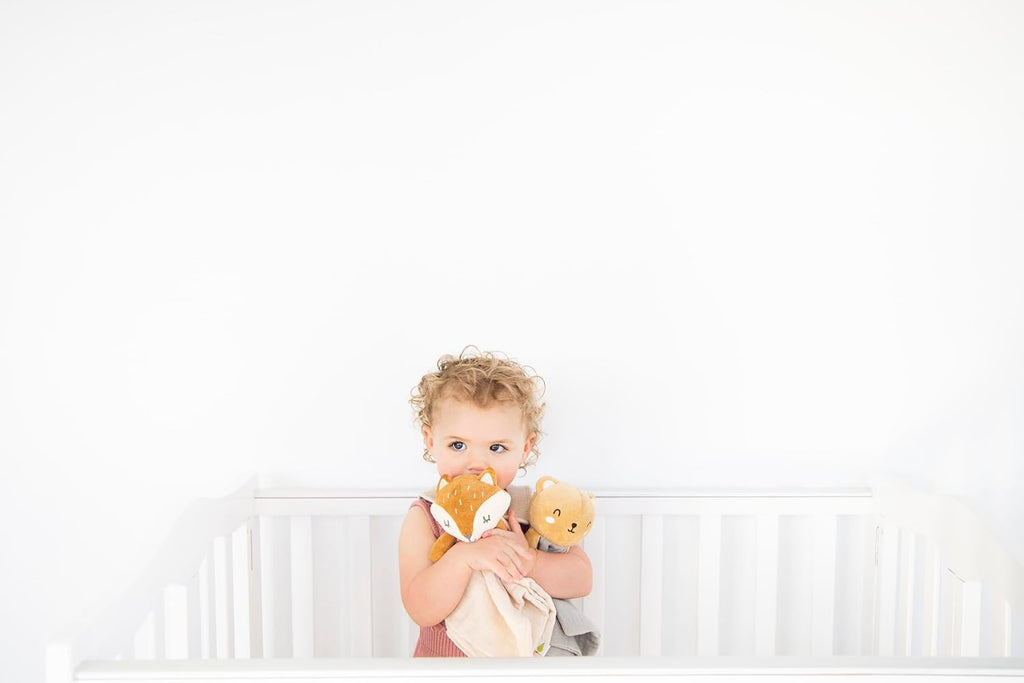 Pearhead Fox Baby Lovey - Organic Cotton Muslin Security Blanket | Soft & Breathable Snuggle Toy for Newborns, 0+ Months