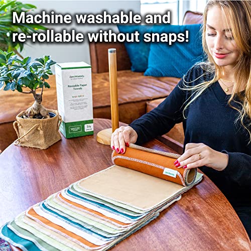 Reusable Paper Towels 24 Pack - 100% Cotton Washable Kitchen Cloths