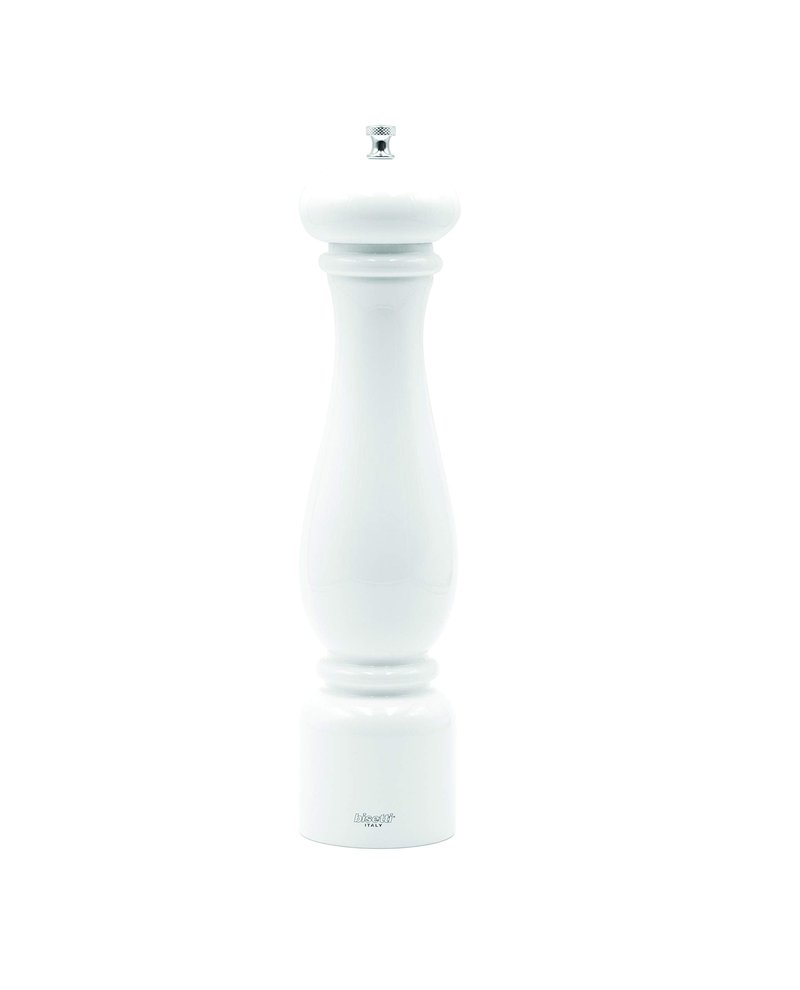 Bisetti Firenze 12.6 Inch White Lacquered Beechwood Pepper Mill With Adjustable Grinder