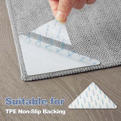 Non-Slip Rug Grips for Area Rugs - 12 Pcs Anti-Slip Corner Pads for Floors