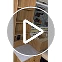 44-Inch Fluted Oak Vanity Desk with LED Lighted Mirror and Charging Station