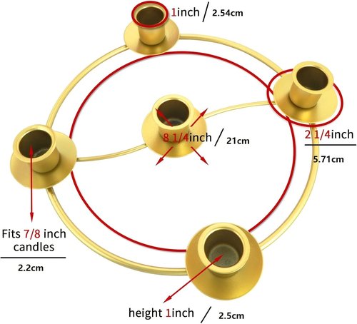 Gold Advent Candle Holder - 5-Spot Wreath Design for Elegant Christmas Home & Church Decor