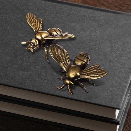 Gold Bee Figurines by [Brand Name] - Elegant Brass Insect Statues for Home Décor | 3-Piece Set