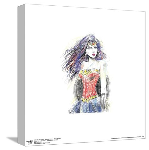 Trends International Gallery Pops DC Comics Wonder Woman - Color Sketch Canvas Wall Art, Unframed Version, 12" x 12" Gallery Pops Canvas Wall Art