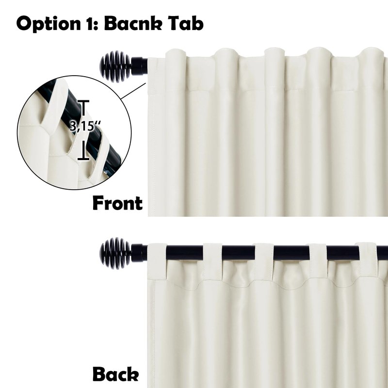 DWCN Privacy Room Divider Blackout Curtain - Patio Sliding Door Curtains, Extra Wide Thermal Curtains with Back Tab & Rod Pocket for Living Room and Bedroom Partition, 120 x 96 Inches, Ivory