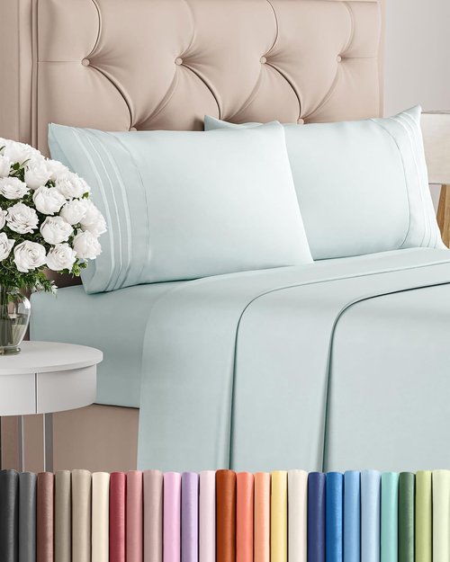 King Size 4-Piece Sheet Set - Ultra-Soft Cooling Bed Sheets | Hotel Luxury Bedding - Ice Blue