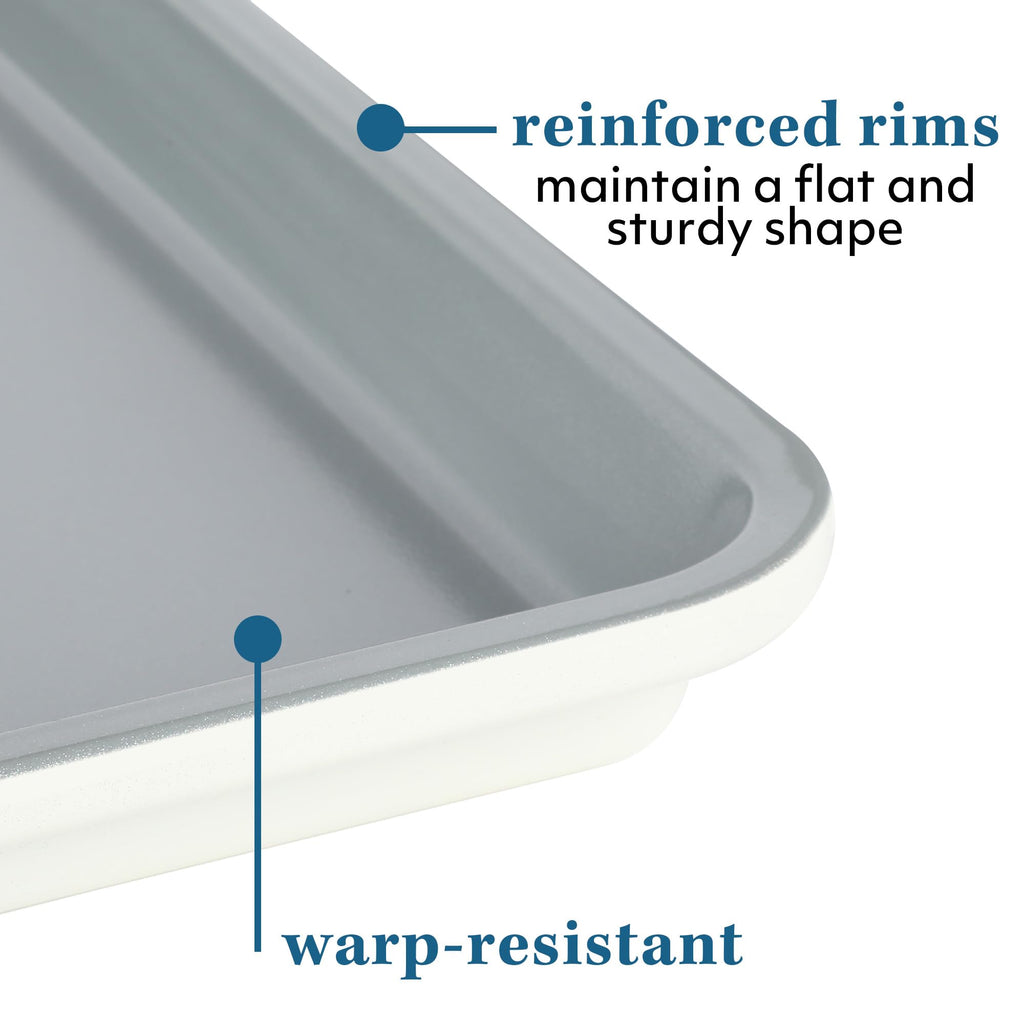 Sur La Table Kitchen Essentials Bake Sale Large 18 X 13 Inch PFA Free Ceramic Nonstick Cookie/Baking Sheet - Linen White