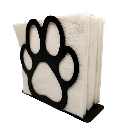 Cute Animal Footprint Iron Napkin Holder Black, Freestanding Tissue Dispenser Holder,Dog Paw Bear Claw Decor,Table Metal Napkin Holder for Home Kitchen Restaurant Picnic Party Wedding (Dog Paw)