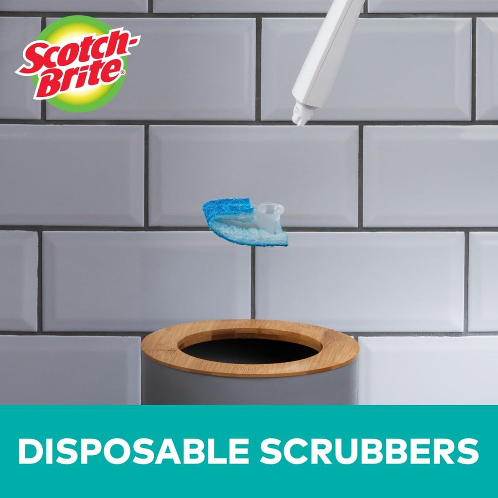 Scotch-Brite Toilet Scrubber Starter Kit - Disposable Refills with Built-In Bleach Alternative | Includes Handle & Caddy