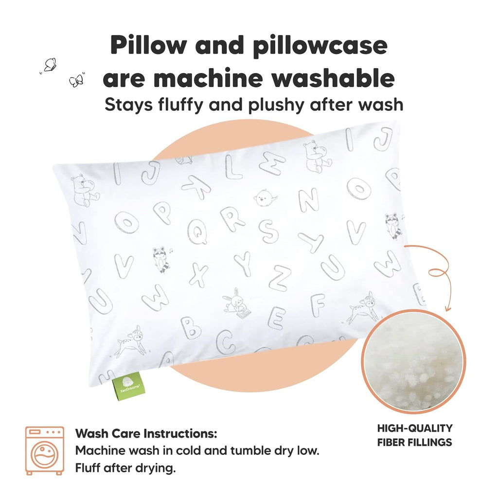 My Little Dreamy Toddler Pillow - Organic Cotton Travel Pillow with Soft, Breathable Pillowcase | 13x18 Inches for Ages 2-5