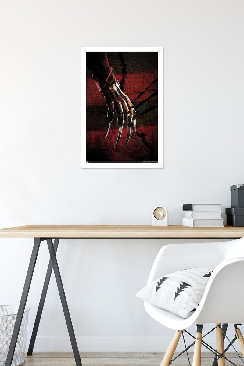 Trends International A Nightmare on Elm Street - Hand Stripes Wall Poster, 22.4L x 14.7W, White Framed Version