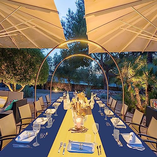 Ammbeetty 10 Packs Blue & Gold Disposable Tablecloths and Satin Table Runners
