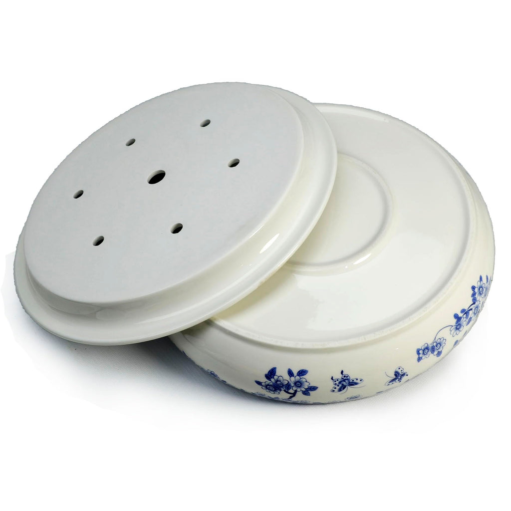 Porcelain Tea Tray, Double-Layer Ceramic Tray Round for Tea Coffee Serving Table (Fish)