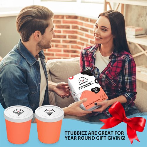 TTUBBIEZ Ice Cream Containers (2 Pack - 1 Quart Each), Ice Cream Containers for Homemade Ice Cream, Ice Cream Storage Containers for Freezer, 1 Quart Freezer Containers for Ice Cream Storage - Berry