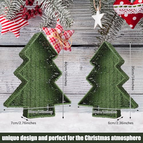 Vesici 2 Pcs Christmas Tree Wicker Basket, 16‘' 14‘' Xmas Serving