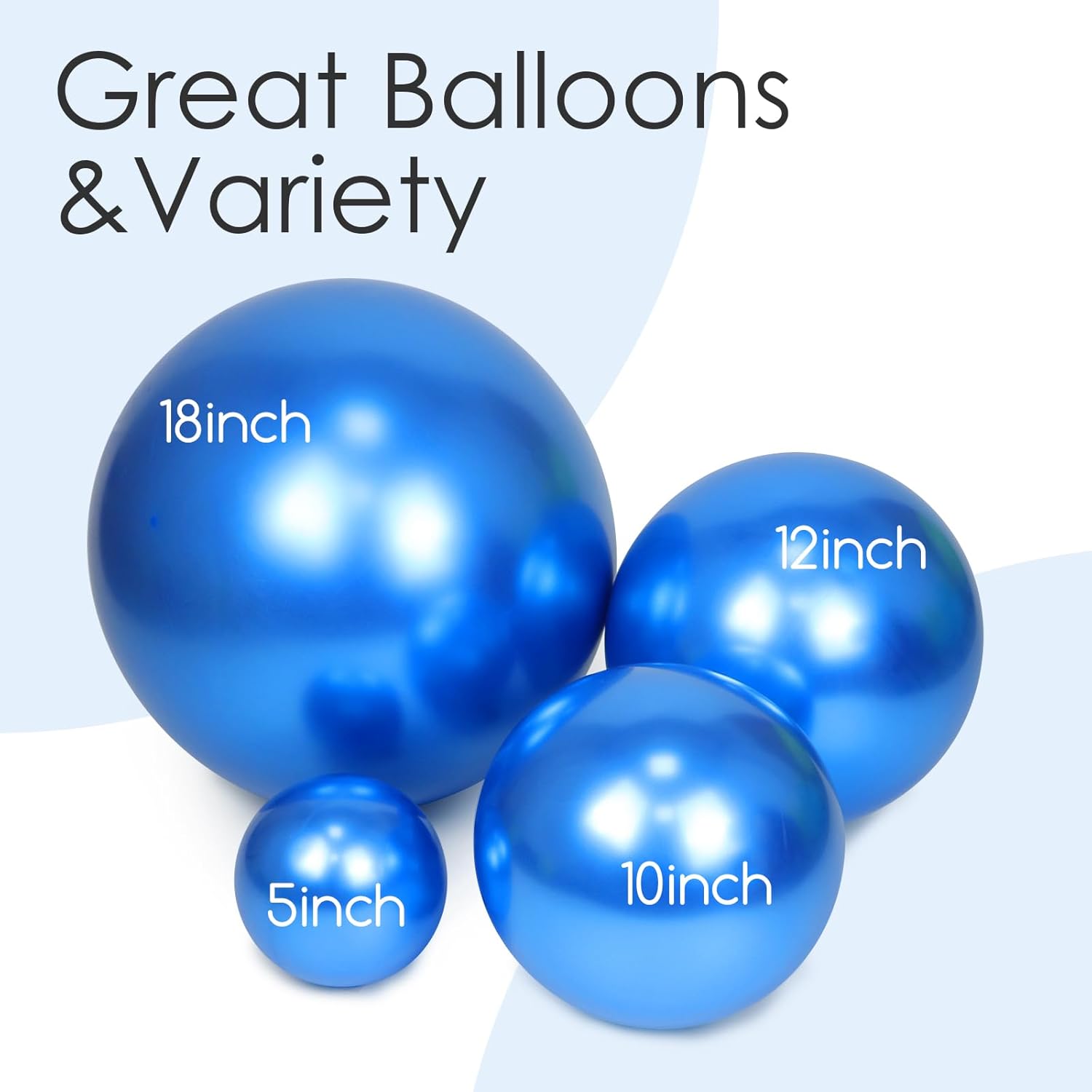 Skiennix Metallic Blue Balloons - 120-Piece Set for Graduation, Baby Shower, Wedding & Birthday Decor | 5-18 Inch Sizes