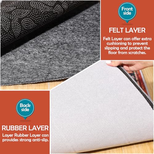 9x12 Ft Waterproof Rug Pad - Non-Slip Felt and TPR Carpet Underlay