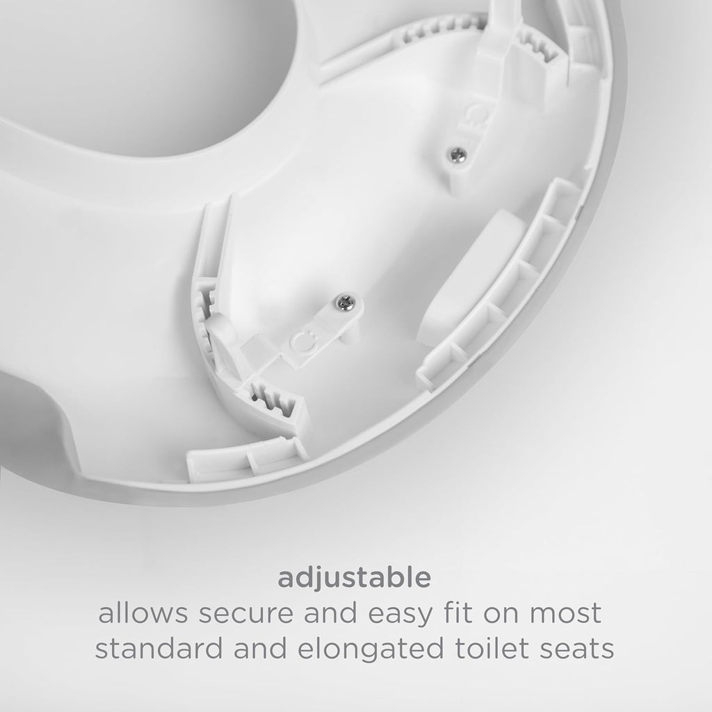Ubbi Adjustable Toilet Trainer for Toddlers - Built-In Handles & Bonus Potty Hook - Gray