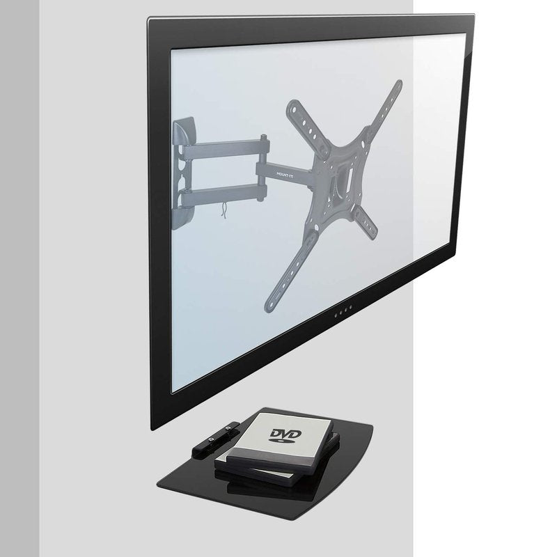 Mount-It! TV Mount with Shelf | Full Motion TV Wall Mount with Floating Entertainment Shelf for Cable Box, DVR | Single Stud Installation | Fits Televisions Up to 55 Inches, VESA 75x75mm to 400x400mm
