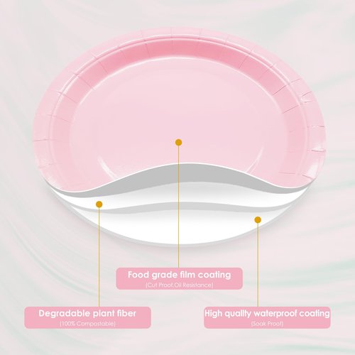 WYQJHKV Pink Party Supplies Set Include Pink Birthday Paper Plates and Napkins for Party Women(Severs 25 Guests)