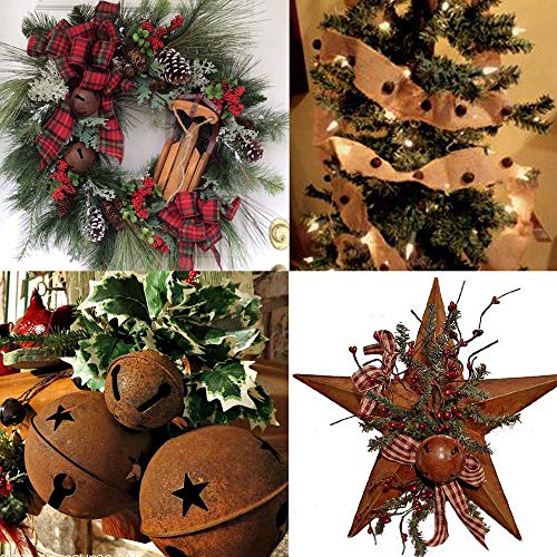 80 Pcs Rustic Christmas Jingle Bells and Metal Barn Stars Craft Set