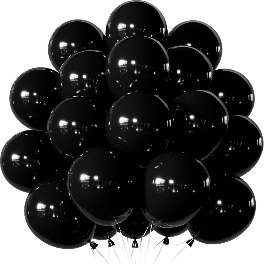 Black Balloons 12 Inch - 24pcs Latex Party Balloons for Birthday & Baby Shower Decorations