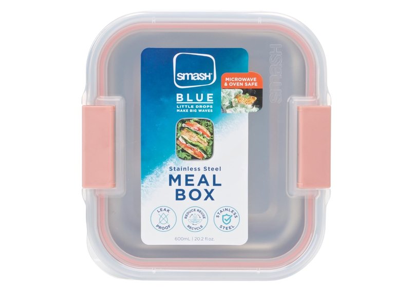 Smash Microwave Safe Stainless Steel Lunch/Sandwich/Meal Box, Pink