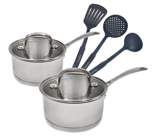 MAGGOPAN Stainless Steel Saucepans Impact Bonded Right Angles 7 PCS Set