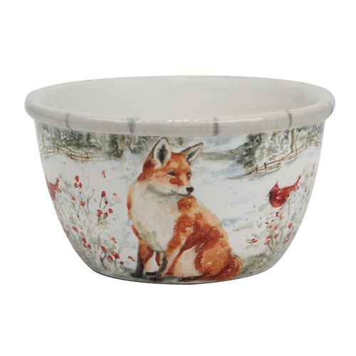 Winter’s Walk Set of 4 Ceramic Ice Cream Bowls – Perfect for ice cream, fruit, or snacks, these nature-inspired bowls feature forest animals in a tranquil snowy landscape 5.25"