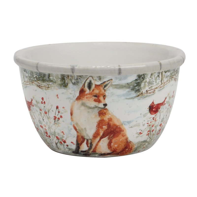 Winter’s Walk Set of 4 Ceramic Ice Cream Bowls – Perfect for ice cream, fruit, or snacks, these nature-inspired bowls feature forest animals in a tranquil snowy landscape 5.25"